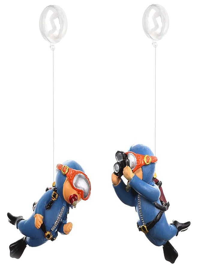 Optifit® 2 Pcs Aquarium Floating Cartoon Diver Cute Resin Aquarium Decorative Items Fish Aquarium Decoration,7 * 3cm,Floating on Water Aquarium Decorative Items Ornament for Fish Aquarium - Image 1